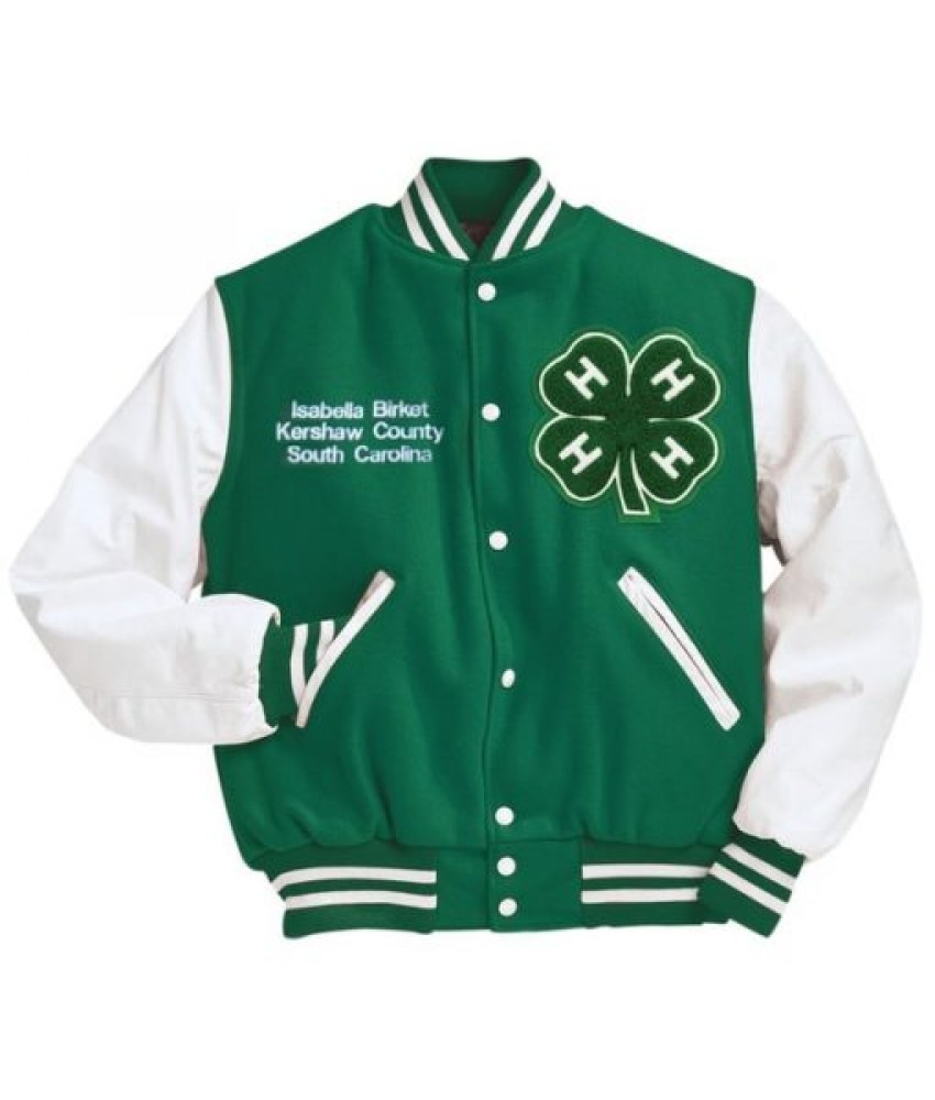 4H Green and White Varsity Jacket